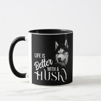 Mug Tête de portrait Husky Sibérien Avec Yeux Bleus