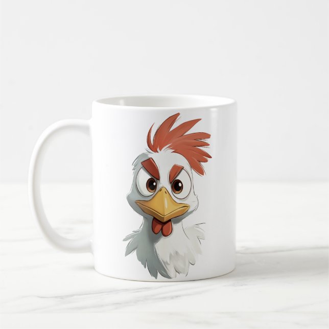 Mug Tête de poulet de dessin animé en colère (Gauche)