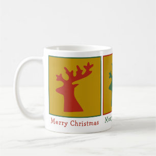 Mug Tête de rennes de Noël Rouge Vert & Or Personnalis