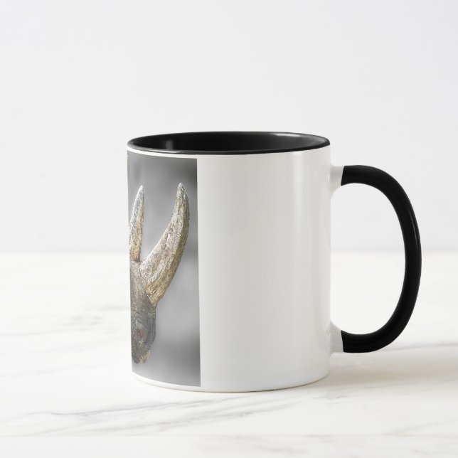 Mug Tête de rhinocéros, affiche grise d'arrière - plan (Droite)