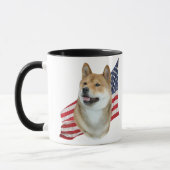 Mug Tête de Shiba Inu avec le drapeau américain (Gauche)
