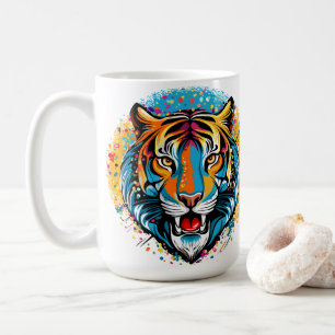 Mug Tête de tigre couleurs arc-en-ciel peinture taches