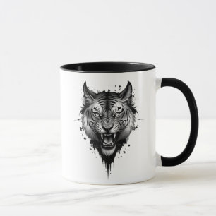 Mug Tête de tigre rugissant.