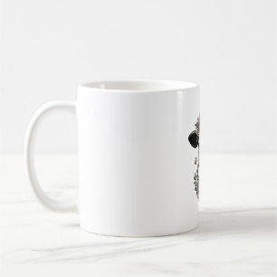 Mug Tête de vache florale dessin vintage gravure Desig