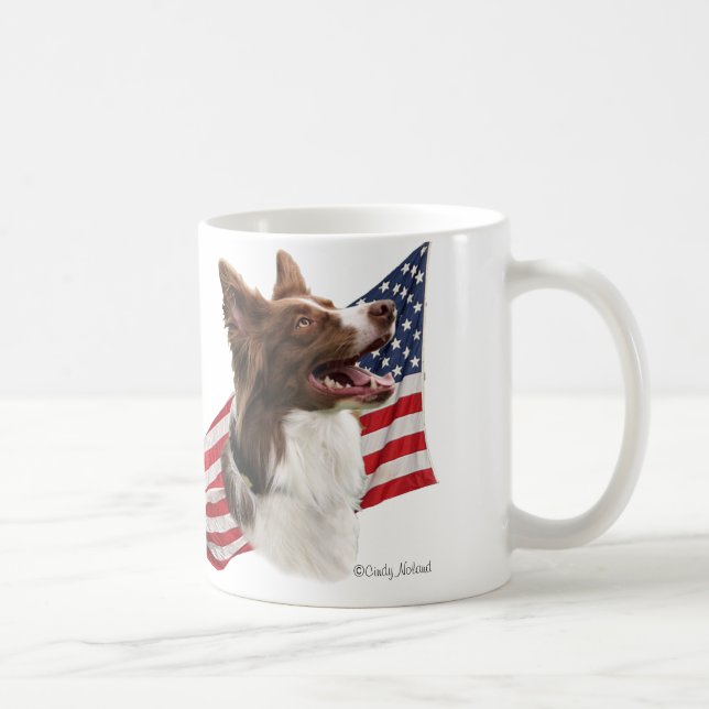 Mug Tête et drapeau rouges de border collie (Droite)