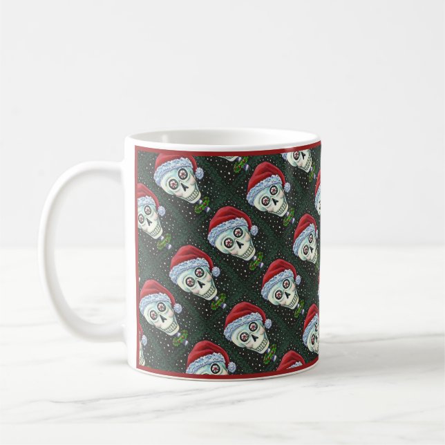 MUG TÊTE MORTE PÈRE NOËL SKULL, HUMOUR SKELETON DE NOË (Gauche)