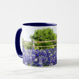 Mug Texas Bluebonnet Flower Art Country Fence