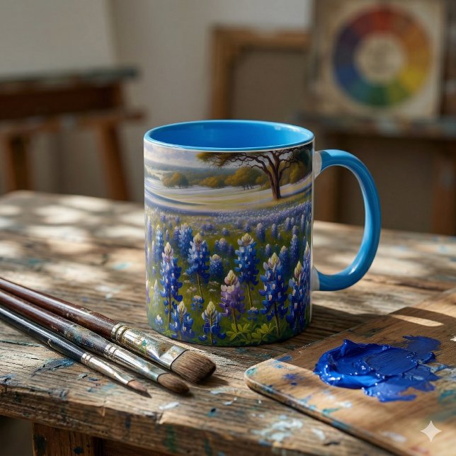 Mug Texas Bluebonnet Meadow Landscape (Texas Bluebonnet Meadow Landscape Mug)