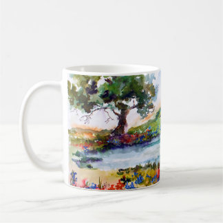 Mug Texas Field Bluebonnets & Longhorn Watercolor