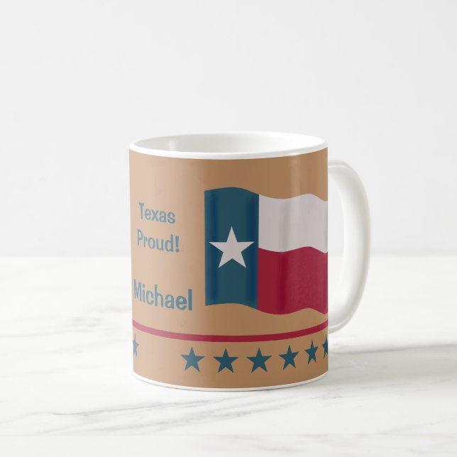 Mug Texas Fière étoile solitaire Nom personnalisé (Devant droit)