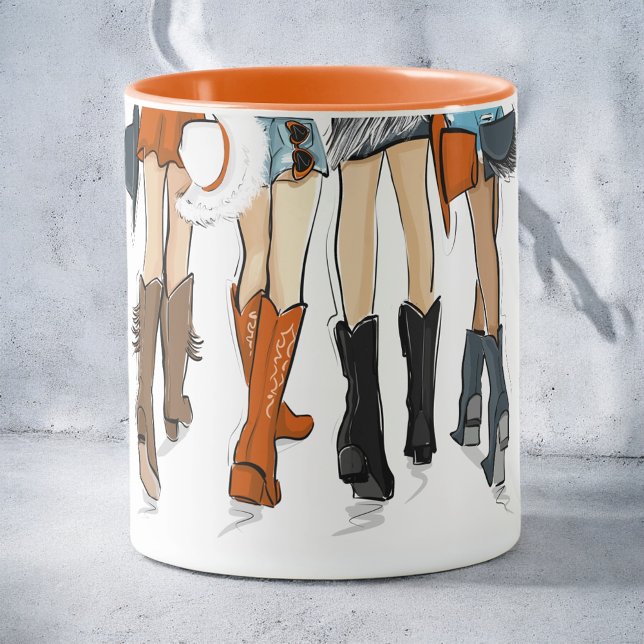 Mug Texas Ladies Fashion Cowboy Boots Casquettes Orang (Créateur téléchargé)