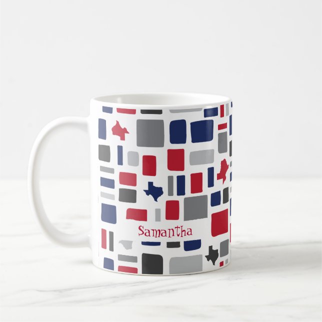 Mug Texas Red & Blue Wonky Carrés & Rectangles (Gauche)