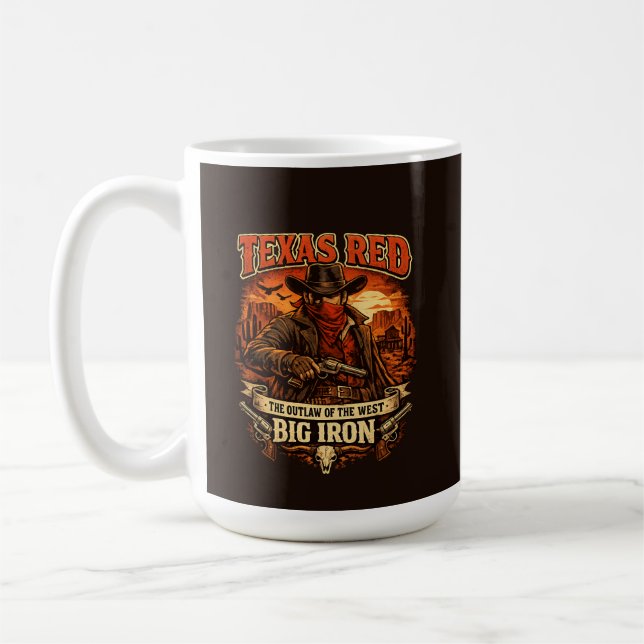 Mug Texas Red – Conception Western Cowboy Hors-la-loi  (Gauche)