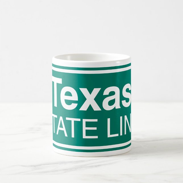 Mug Texas State Line Classic Green Highway Sign (Créateur téléchargé)