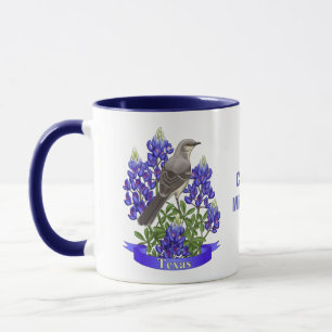 Mug Texas State Mockingbird & Bluebonnet Flower