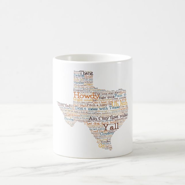 Mug Texas USA Slang Word Art Map (Centre)