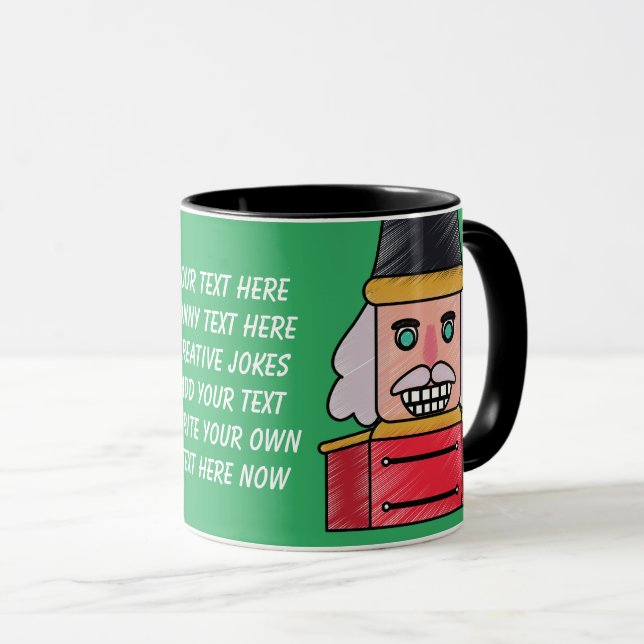 Mug Texte amusant Aquarelle Noisette Vert Rouge (Devant droit)