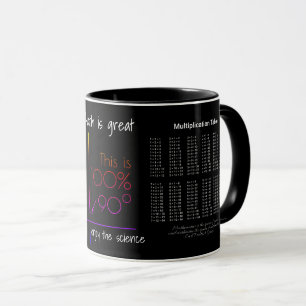 Mug Texte blanc de la table de multiplication sur noir