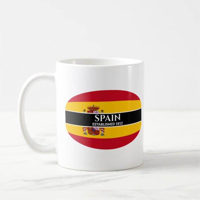 Mug Texte Blanc Espagne Fondé Drapeau 1812 (Gauche)