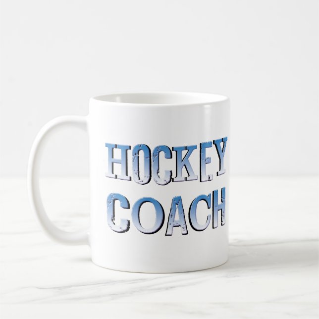 Mug Texte bleu brut de l'entraîneur de hockey (Gauche)