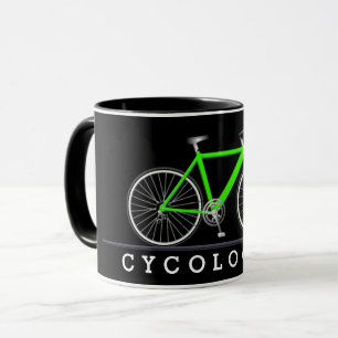 Mug Texte cycliste avec vélo vert néon