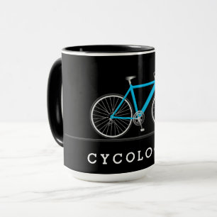 Mug Texte cyclologue avec vélo aqua