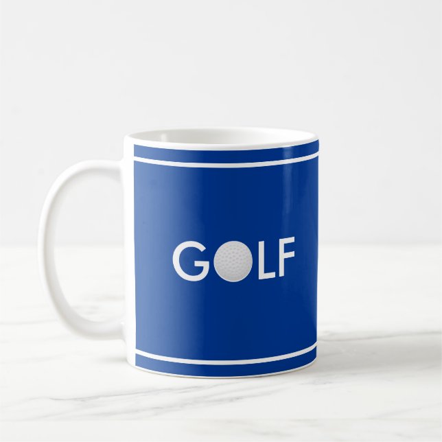 Mug Texte de balle de golf sur fond bleu royal (Gauche)