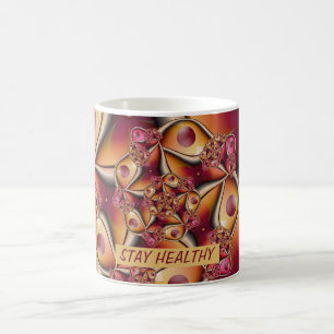 Mug Texte de fractale de fantaisie rouge orange abstra