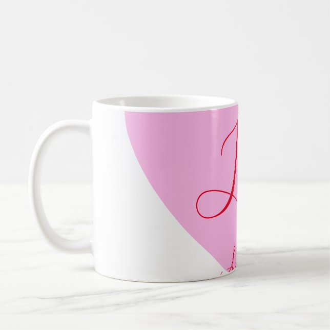 Mug Texte de la Saint-Valentin cœur rose amour heureux (Gauche)