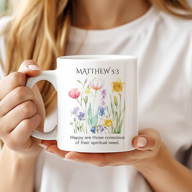 Mug Texte de l'année JW 2026 avec fleurs à l'aquarelle (Créateur téléchargé)