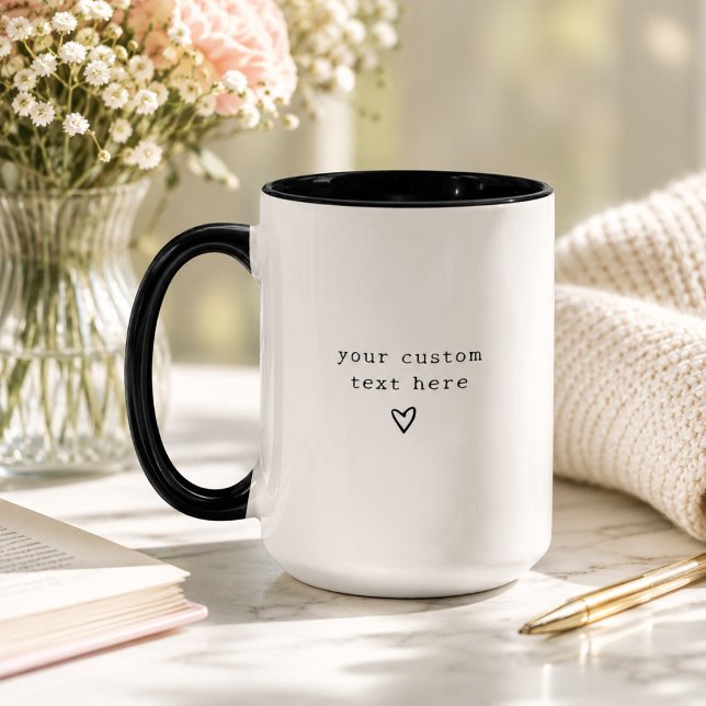 Mug Texte de machine à écrire personnalisé noir et bla (Créateur téléchargé)