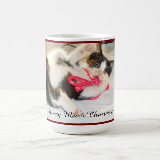 Mug Texte de photo de souvenir de chaton, flocon de ne (Centre)
