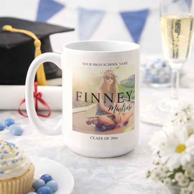 Mug Texte de superposition pour photo de remise de dip (Graduation photo/text overlay mug)