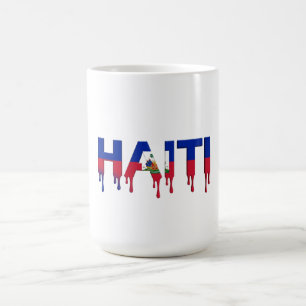 Mug Texte Dégoulinant Haïti Design Drapeau Caraïbe
