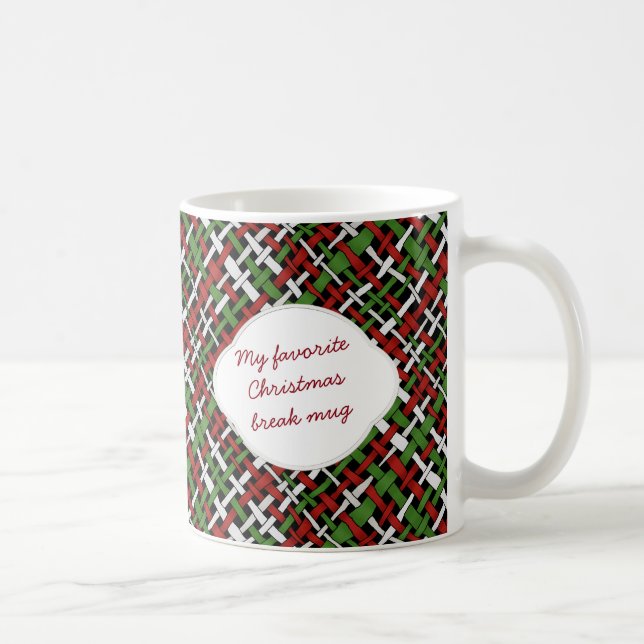 Mug Texte du Motif de Burlap tissé de Noël (Droite)