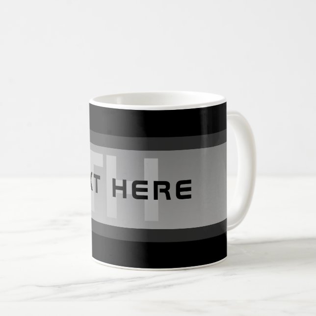 Mug Texte en calques personnalisable moderne | Noir et (Devant droit)