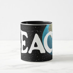 Mug Texte "Enseigner la paix" et planète Terre