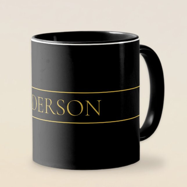 Mug Texte et Lignes Dorés Personnalisables de Luxe (Créateur téléchargé)