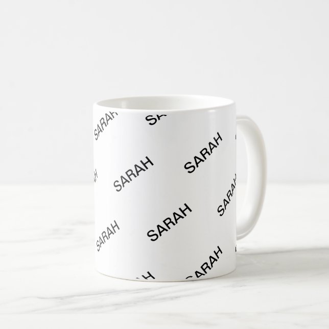 Mug Texte extensible personnalisable Blanc et noir mod (Devant droit)