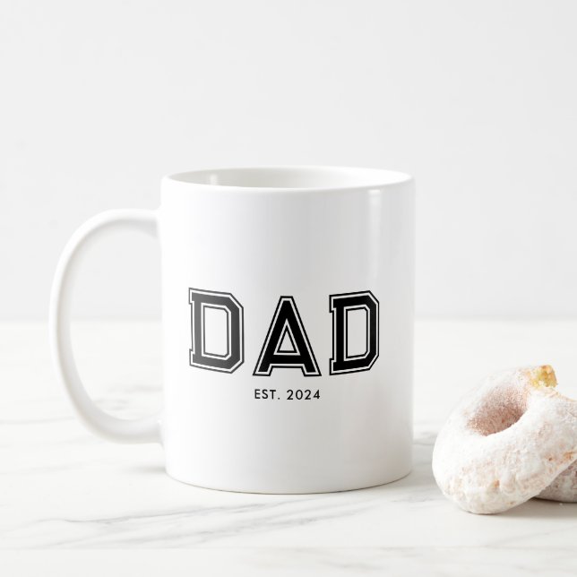 Mug Texte gras minimal noir Papa établi (Avec donut)