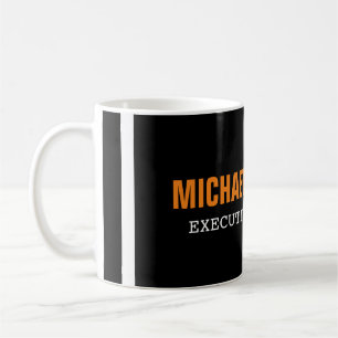Mug Texte Gras Noir Blanc Orange Style Votre Nom