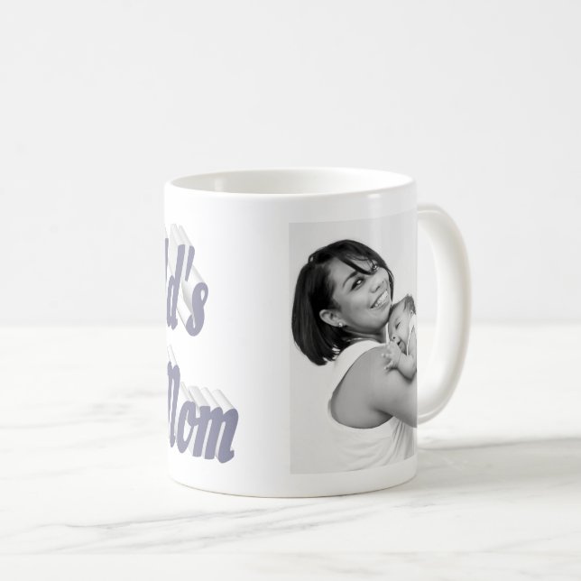 Mug Texte gris photo de la meilleure maman (Devant droit)