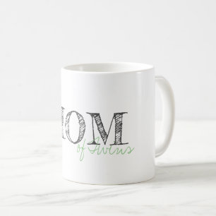 Mug Texte moderne Maman de Twins Grey Bébés Enfants