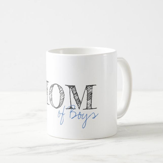 Mug Texte moderne maman des garçons Bébé Bleu Gris (Devant droit)