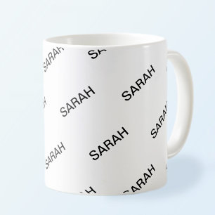 Mug Texte moderne répétitif personnalisable blanc & no