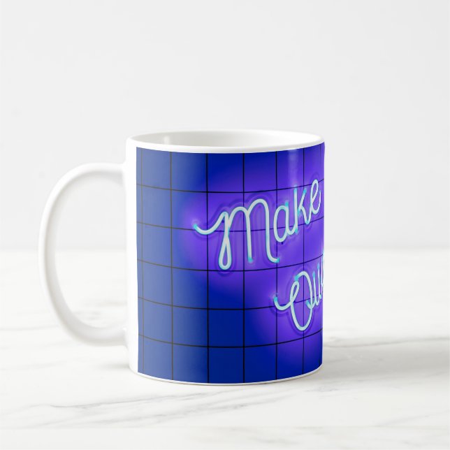 Mug Texte néon manuscrit brillant Faire votre propre m (Gauche)