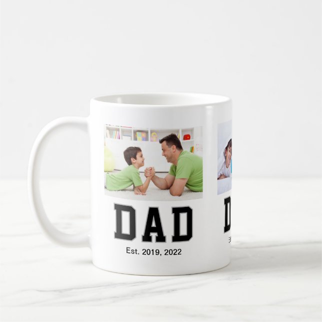 Mug Texte Noir Établis Papa 3 Photo (Gauche)