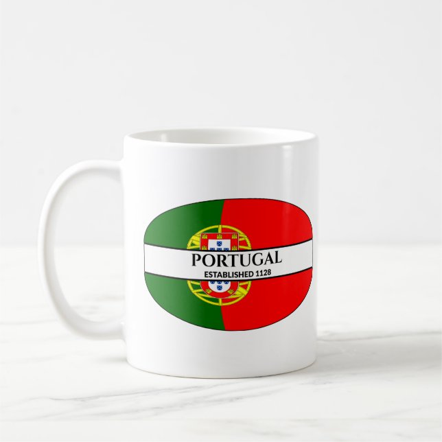 Mug Texte noir Portugal établi 1128 Drapeau (Gauche)