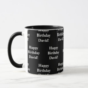 Mug Texte personnalisable Joyeux Anniversaire Noir &