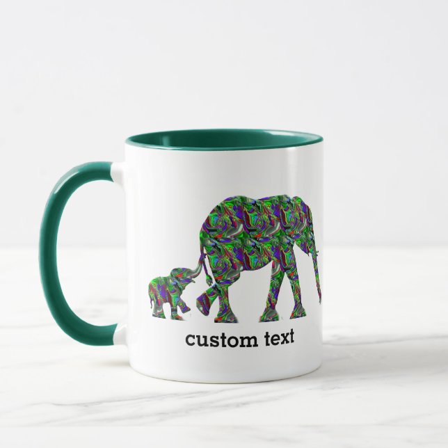 Mug Texte personnalisable Maman Eléphant et bébé Eléph (Gauche)